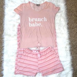 Charlotte Russe Light Pink Stripe Print Pajama Set